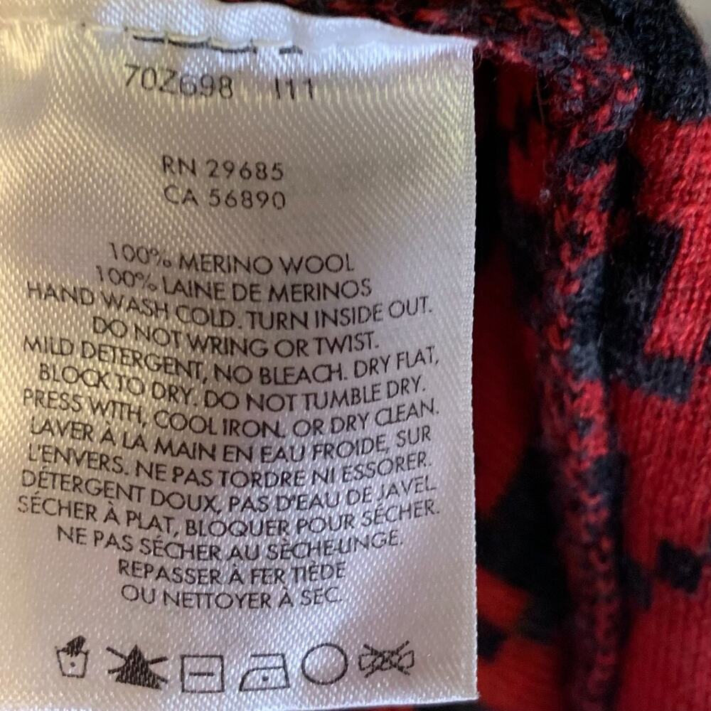 Pendleton Women's Houndstooth Merino Wool Cape PLUS One Size Red Black Office - Picture 8 of 8